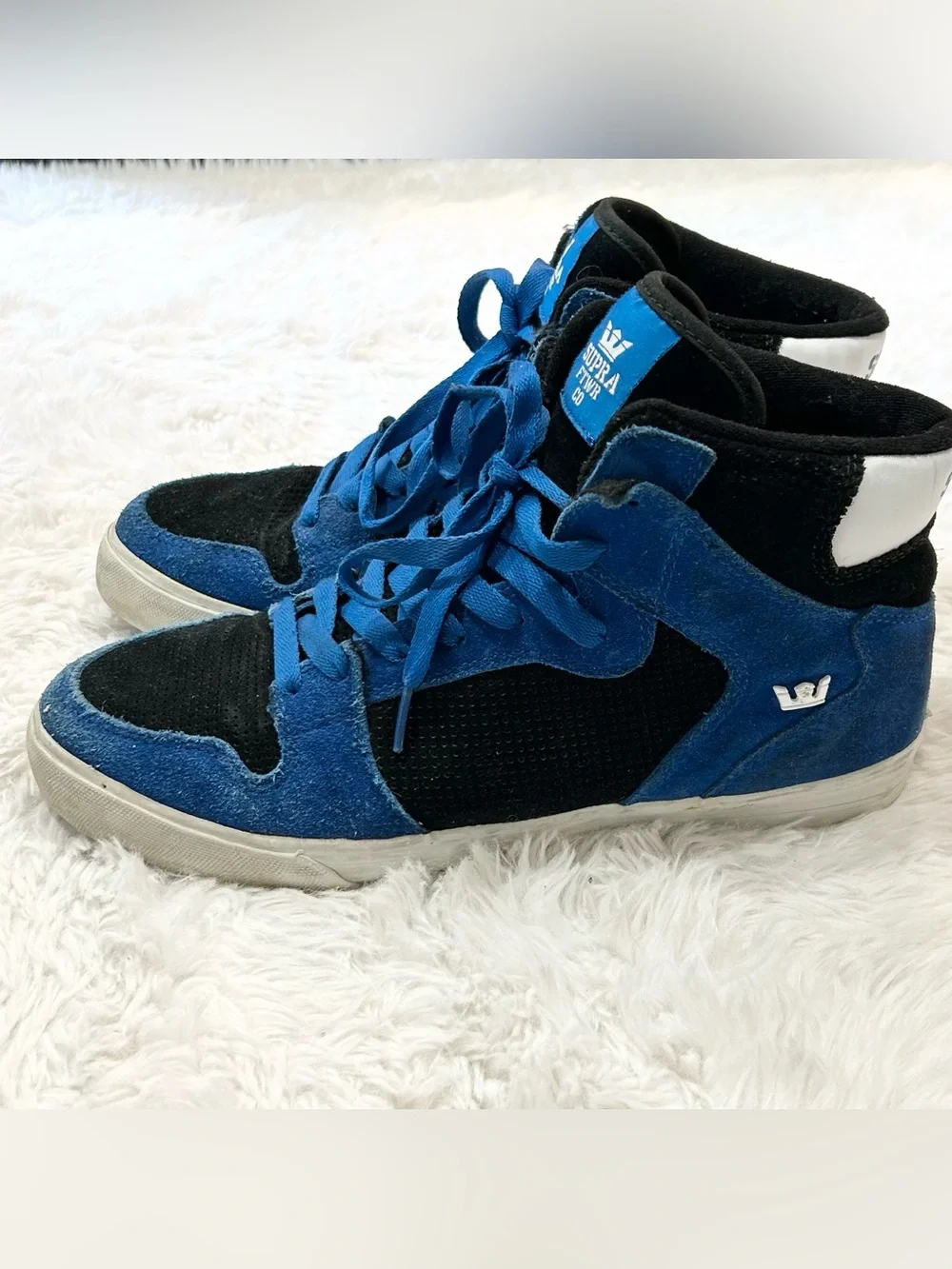 Supra Vaider High Top Skate Shoes Sneakers Men's Size 11 US / 45 EU Blue Black